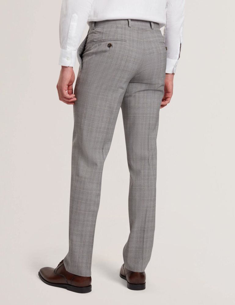 Ted Baker Jaysons - Slim Fit Grey Check Wool Suit Pants Anzüge Herren Grau | 846359-SVJ