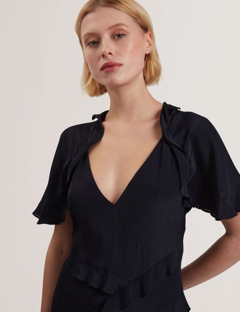 Ted Baker Jojii - Frill Trim Angel Sleeve Mini Dress Kleid Damen Navy | 186029-YHI