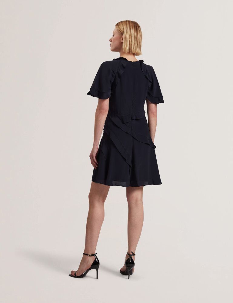 Ted Baker Jojii - Frill Trim Angel Sleeve Mini Dress Kleid Damen Navy | 186029-YHI