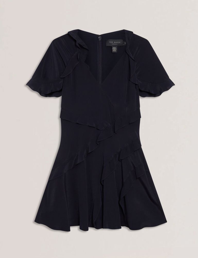 Ted Baker Jojii - Frill Trim Angel Sleeve Mini Dress Kleid Damen Navy | 186029-YHI