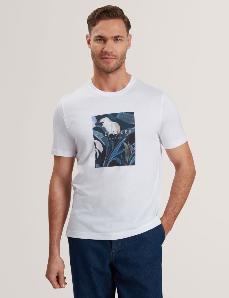 Ted Baker Justino - Short Sleeve Box Print Graphic T-shirt Oberteile Herren Weiß | 304879-XQL