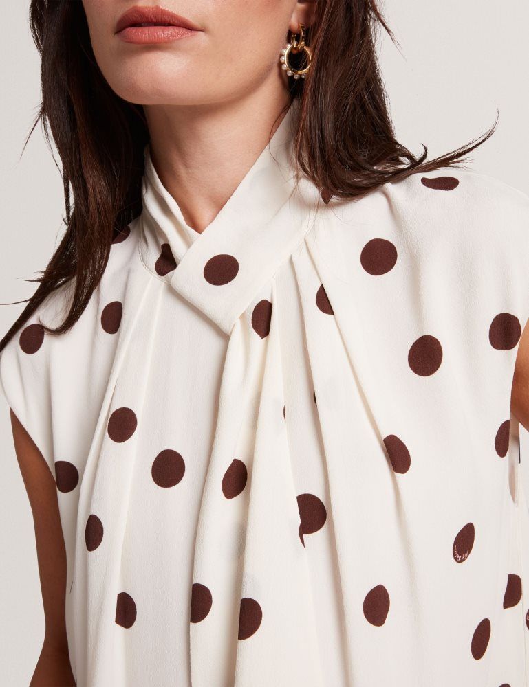 Ted Baker Jutuva - Polka Dot Scarf Neck Mini Shift Dress Kleid Damen Weiß | 938067-LUZ