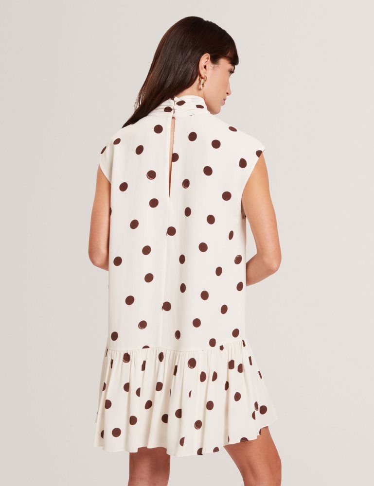 Ted Baker Jutuva - Polka Dot Scarf Neck Mini Shift Dress Kleid Damen Weiß | 938067-LUZ