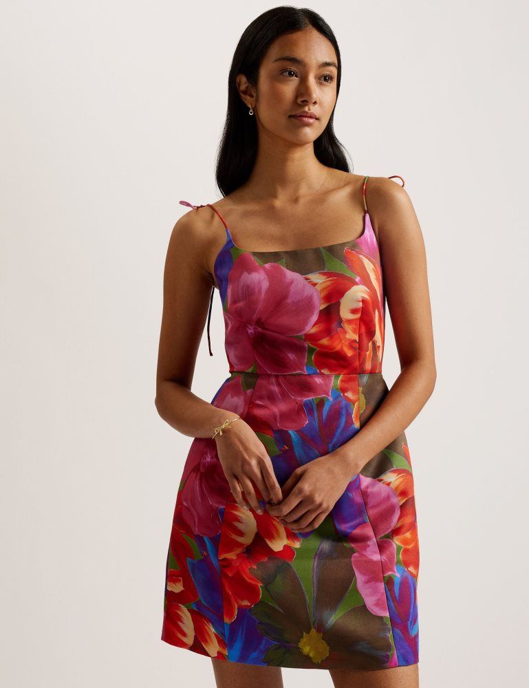 Ted Baker Jyneen - Printed Fitted Bodice Mini Dress Kleid Damen Mehrfarbig | 812704-GBX