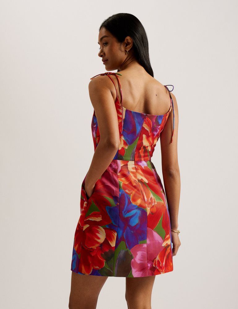 Ted Baker Jyneen - Printed Fitted Bodice Mini Dress Kleid Damen Mehrfarbig | 812704-GBX