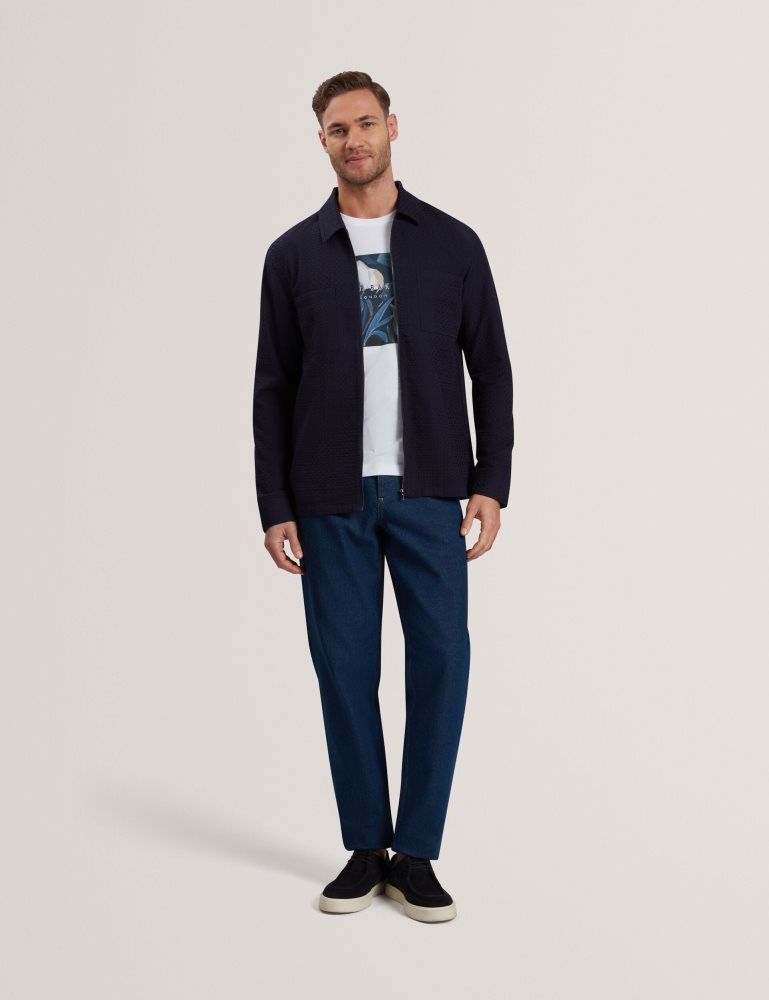 Ted Baker Kailins - Long Sleeve Zip-through Cotton Overshirt Jacken Herren Navy | 280413-SLW
