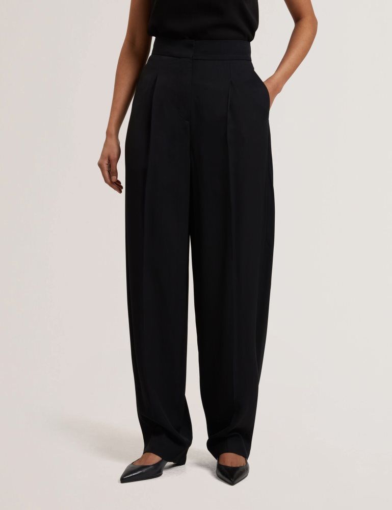 Ted Baker Kiolli - Wool Blend Barrel Leg Tailored Trousers Anzüge Damen Schwarz | 759621-JET
