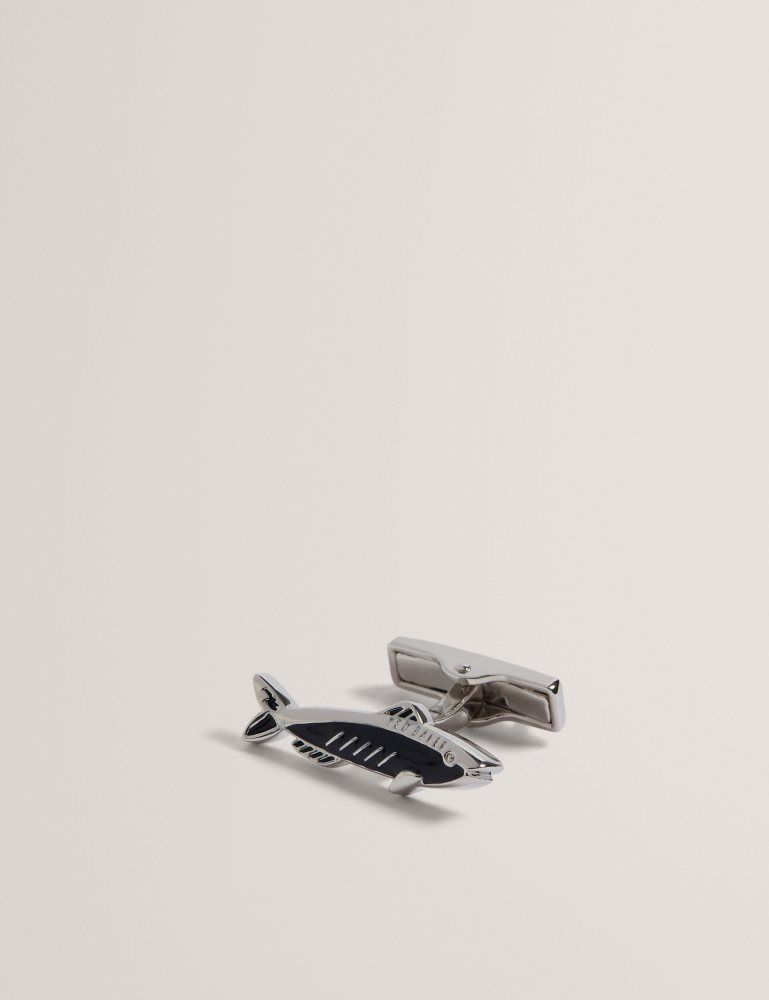 Ted Baker Kipper - Fish Cufflinks Manschettenknöpfe Herren Silber | 516027-IVE