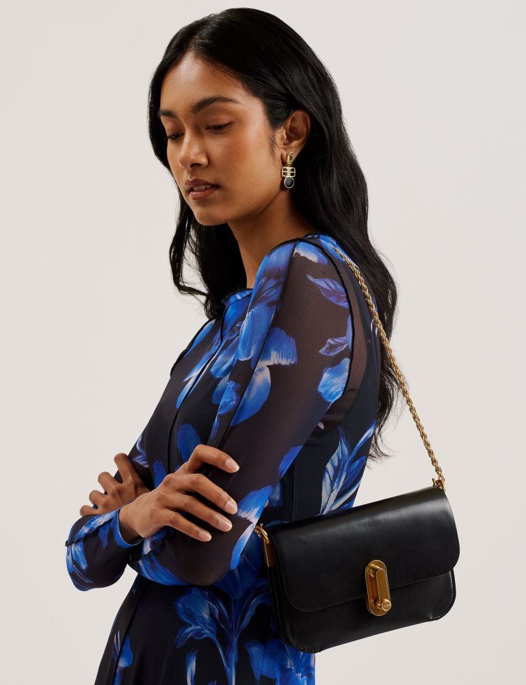 Ted Baker Kkaysa - Leather Twist Lock Small Crossbody Bag Umhängetaschen Damen Schwarz | 452739-VBO
