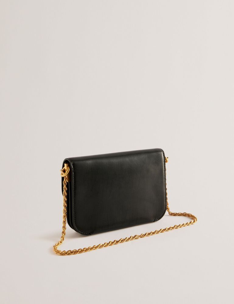 Ted Baker Kkaysa - Leather Twist Lock Small Crossbody Bag Umhängetaschen Damen Schwarz | 452739-VBO