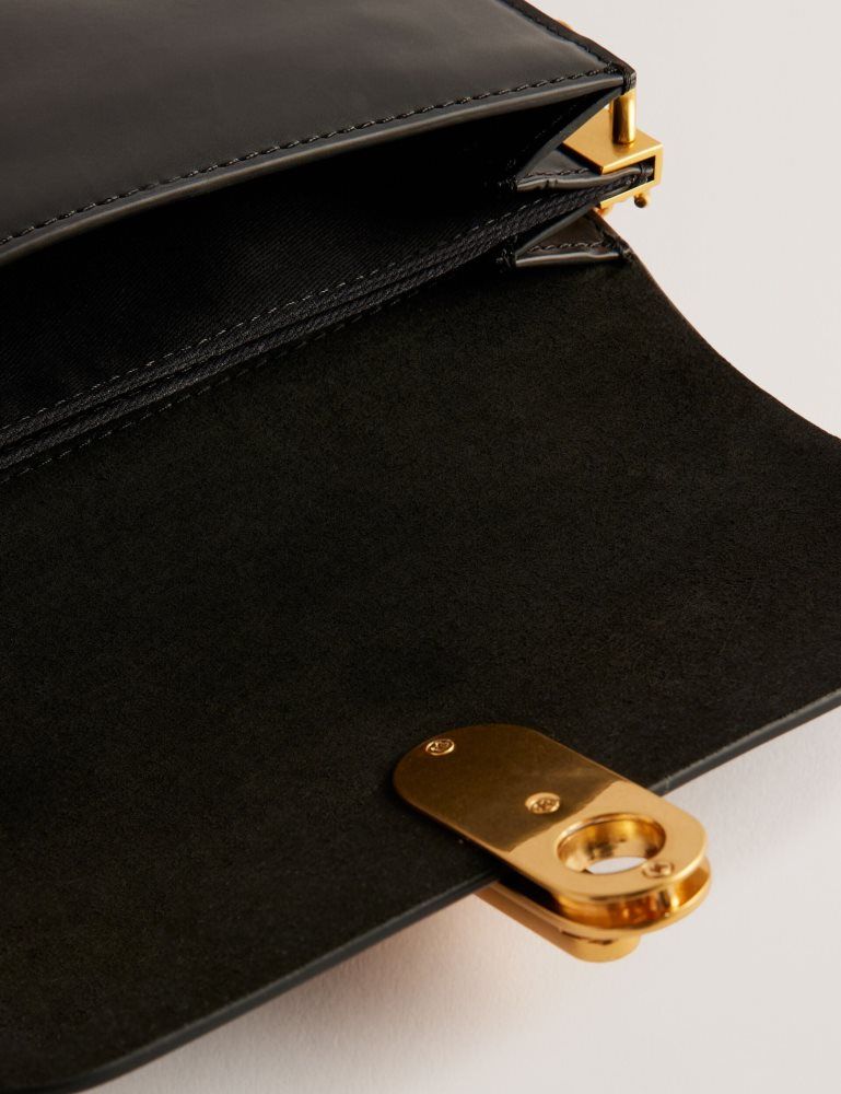 Ted Baker Kkaysa - Leather Twist Lock Small Crossbody Bag Umhängetaschen Damen Schwarz | 452739-VBO