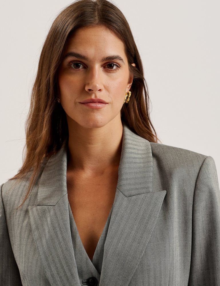 Ted Baker Koa - Oversized Herringbone Single Breasted Blazer Anzüge Damen Grau | 015634-CBZ