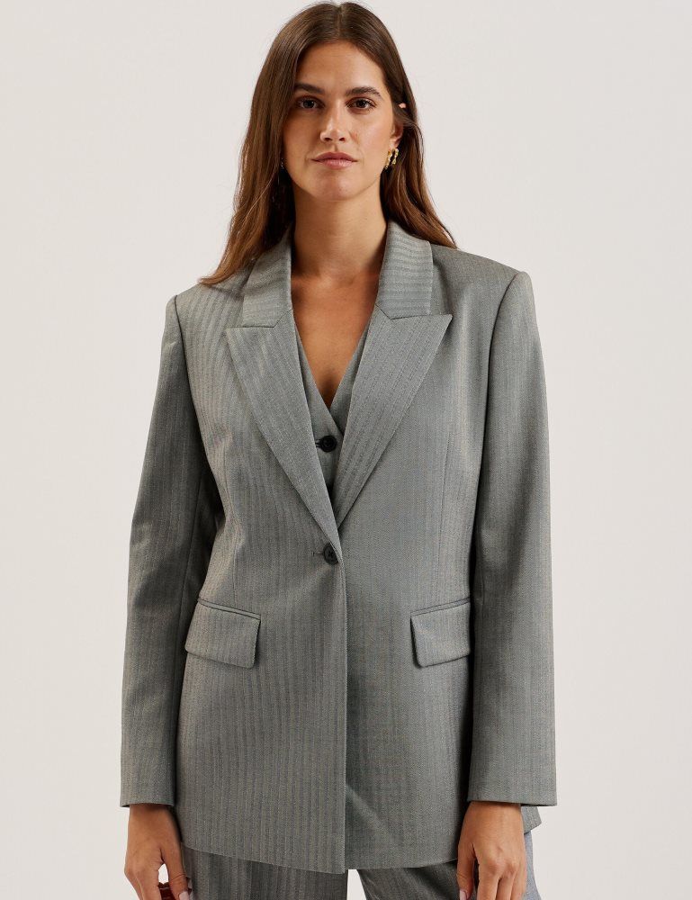 Ted Baker Koa - Oversized Herringbone Single Breasted Blazer Anzüge Damen Grau | 015634-CBZ