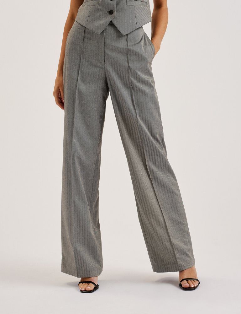 Ted Baker Koat - Herringbone Wide Leg Tailored Trousers Kurze Hose Damen Grau | 401528-IOP