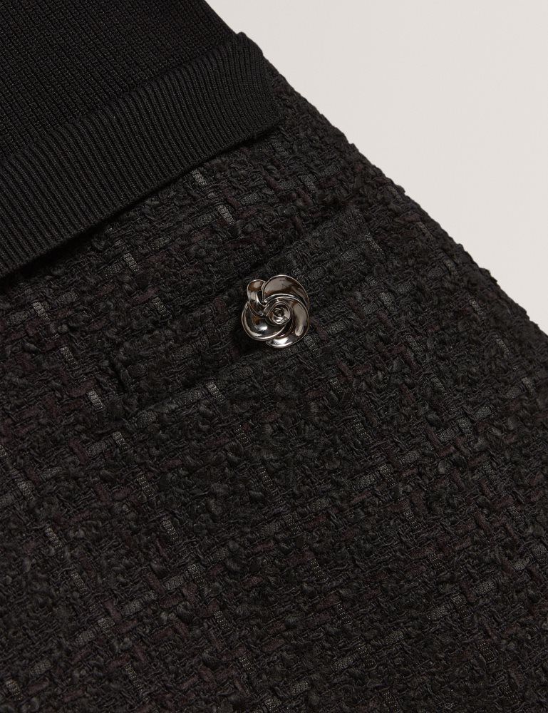 Ted Baker Komam - Boucle A-line Mini Dress With Knit Bodice Kleid Damen Schwarz | 264198-GTA