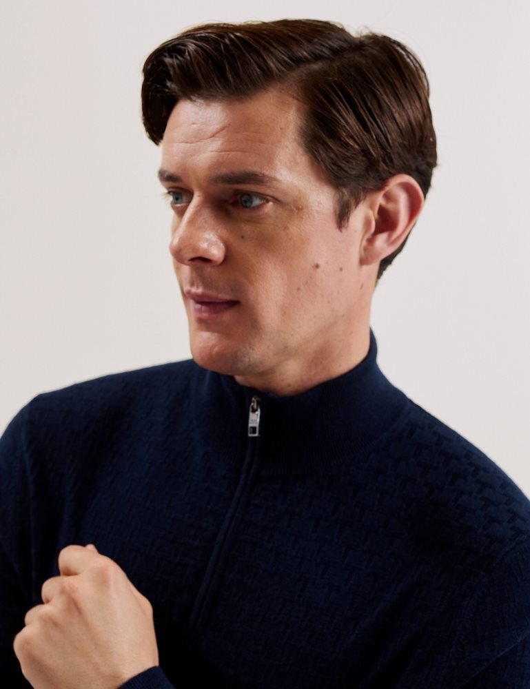 Ted Baker Kurnle - T Knit Half Zip Funnel Neck Jumper Oberteile Herren Navy | 420697-NTQ