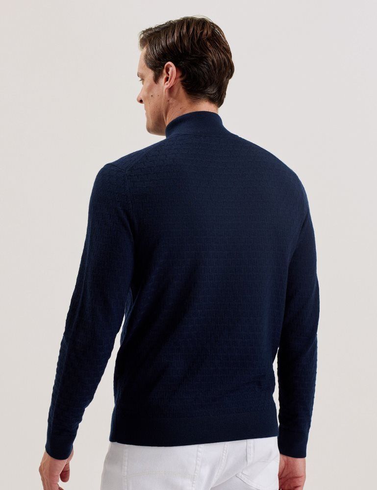 Ted Baker Kurnle - T Knit Half Zip Funnel Neck Jumper Oberteile Herren Navy | 420697-NTQ