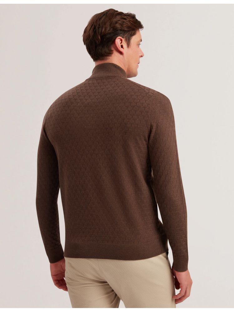 Ted Baker Kurnle - T Knit Half Zip Funnel Neck Jumper Pullover Herren Braun | 317865-DMR
