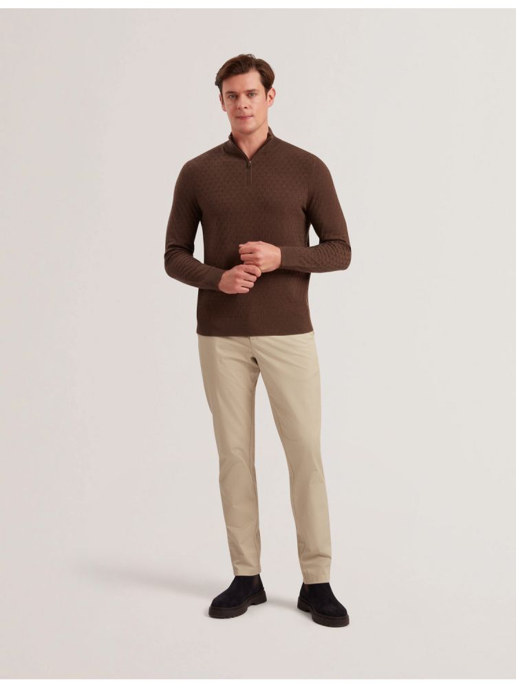 Ted Baker Kurnle - T Knit Half Zip Funnel Neck Jumper Pullover Herren Braun | 317865-DMR