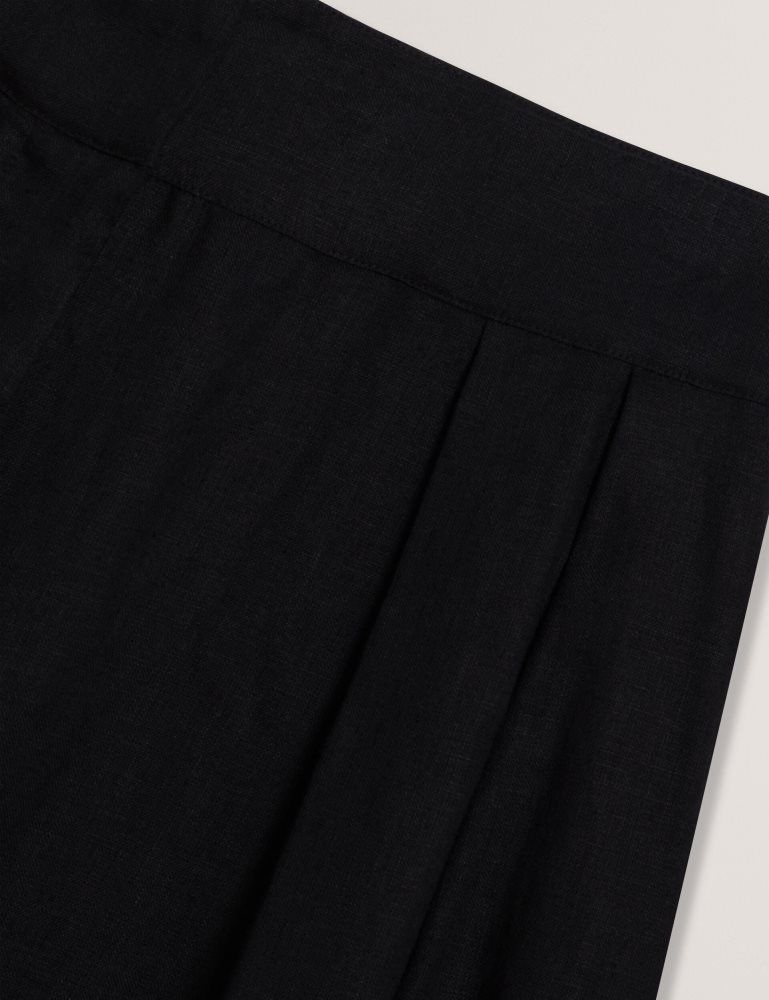 Ted Baker Kyfaat - Pure Linen Tailored Wide Leg Trousers Kurze Hose Damen Schwarz | 482569-ZOH