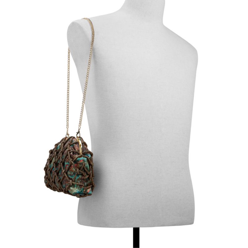 Ted Baker Kylar - Crystal Cage Printed Satin Clutch Bag Unterarmtasche-Taschen Damen Olivgrün | 027649-KIQ