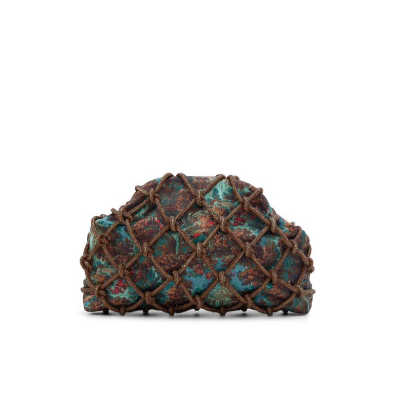 Ted Baker Kylar - Crystal Cage Printed Satin Clutch Bag Unterarmtasche-Taschen Damen Olivgrün | 027649-KIQ
