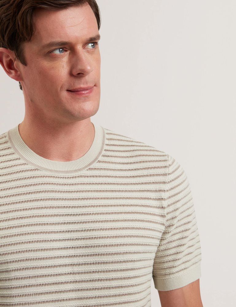 Ted Baker Lain - Short Sleeve Textured T-shirt Oberteile Herren Ecru | 901362-OZS
