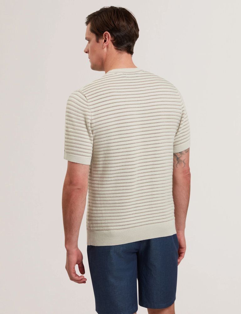Ted Baker Lain - Short Sleeve Textured T-shirt Oberteile Herren Ecru | 901362-OZS