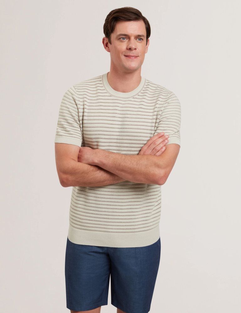 Ted Baker Lain - Short Sleeve Textured T-shirt Oberteile Herren Ecru | 901362-OZS
