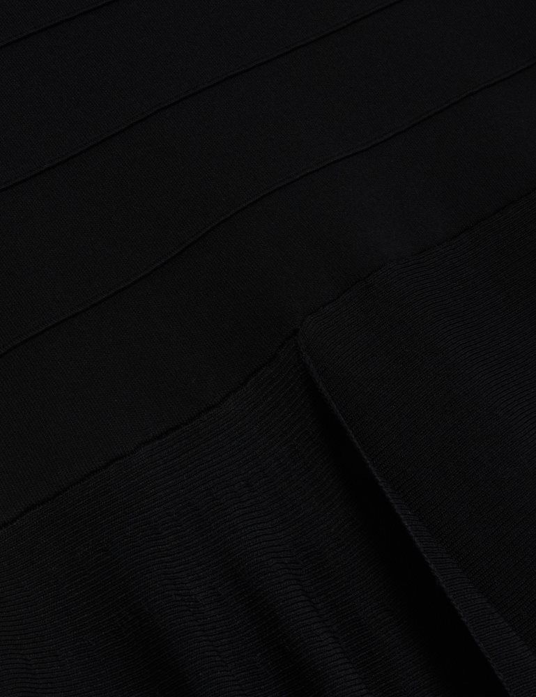 Ted Baker Laurrie - Asymmetric Waterfall Hem Knitted Midi Skirt Röcke Damen Schwarz | 294183-TFQ