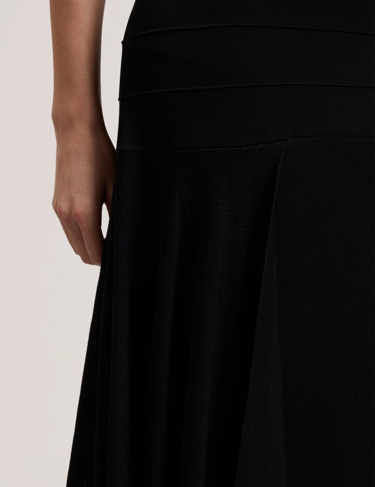 Ted Baker Laurrie - Asymmetric Waterfall Hem Knitted Midi Skirt Röcke Damen Schwarz | 294183-TFQ