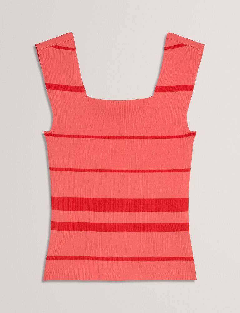 Ted Baker Laydaa - Striped Knit Square Neck Sleeveless Top T-shirts Damen Koralle | 365940-OJR