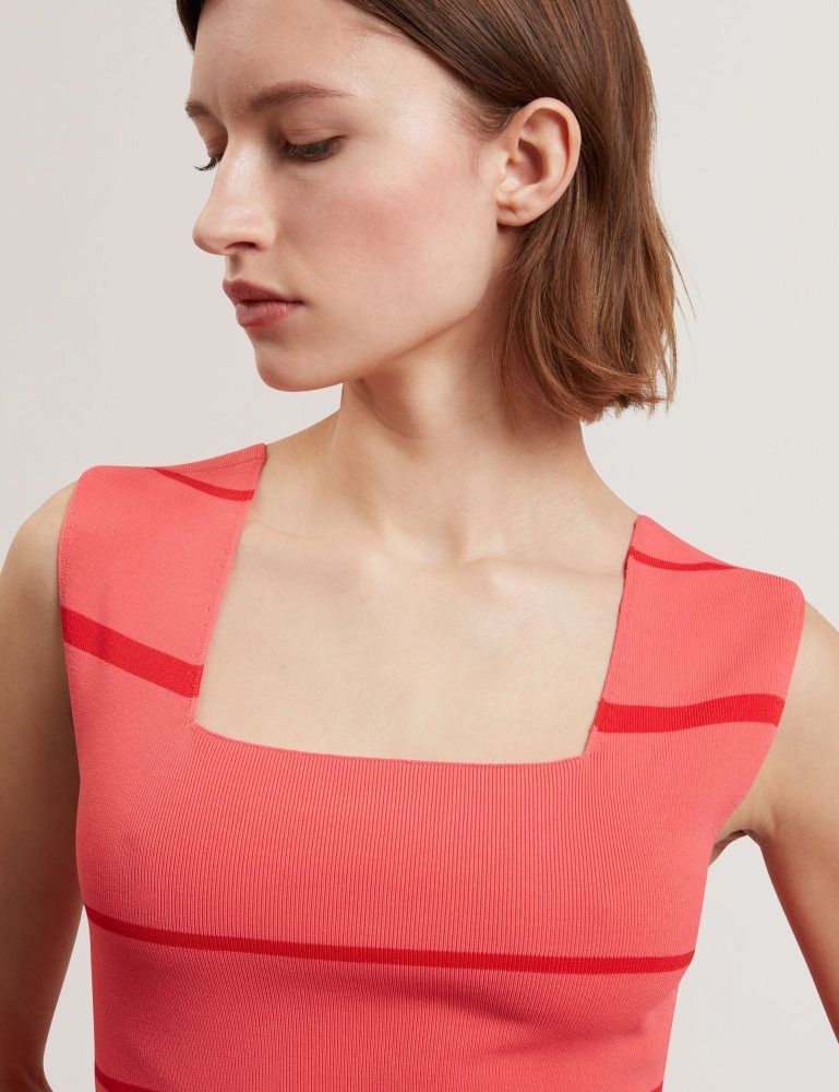 Ted Baker Laydaa - Striped Knit Square Neck Sleeveless Top T-shirts Damen Koralle | 365940-OJR