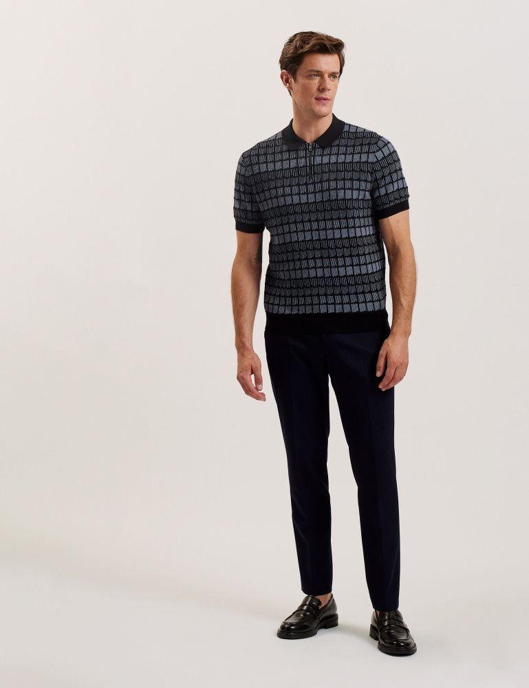 Ted Baker Levers - Ombre Jacquard Zip Neck Polo Shirt Oberteile Herren Schwarz | 219873-CBR