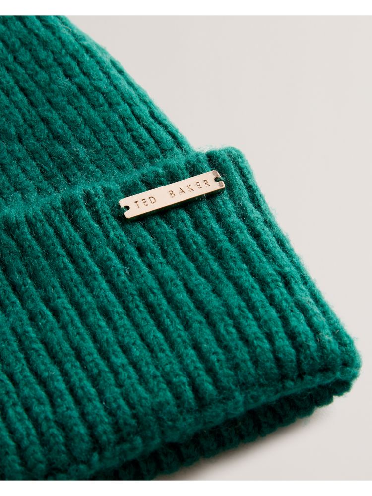 Ted Baker Lidiaas - Wool Blend Ribbed Knit Beanie Hat Hats, Gloves & Scarves Damen Grün | 817920-MEX