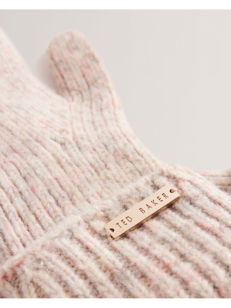 Ted Baker Lidiie - Wool Blend Ribbed Knit Gloves Hats, Gloves & Scarves Damen Rosa | 382756-WOC