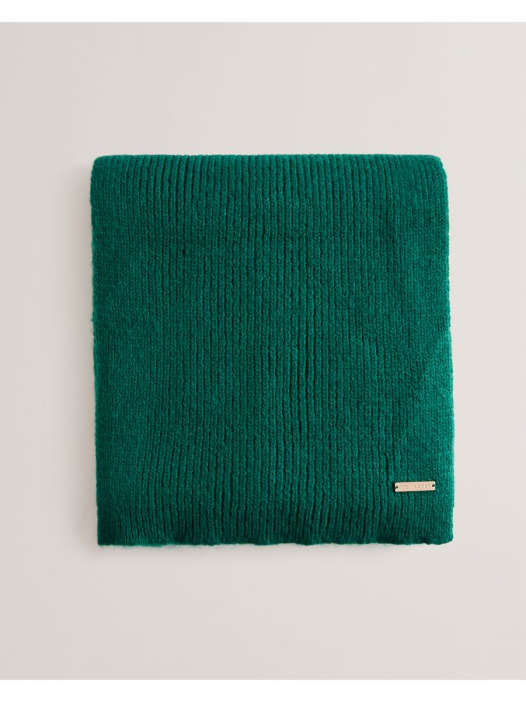 Ted Baker Lidiies - Ribbed Wool Blend Knitted Scarf Hats, Gloves & Scarves Damen Grün | 935182-QPB