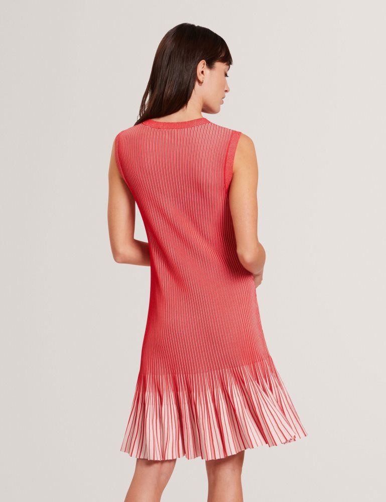 Ted Baker Lilyo - Ribbed Knit Flippy Hem Mini Dress Kleid Damen Rot | 856792-ZHW
