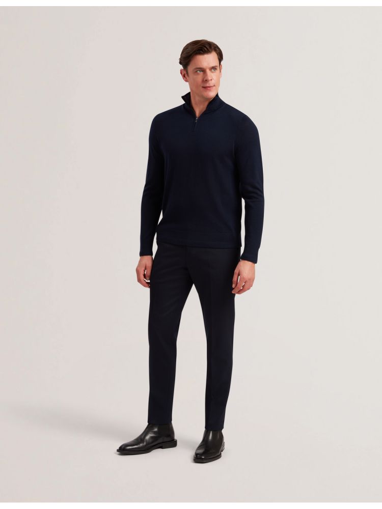Ted Baker Limehas - Wool Quarter Zip Funnel Neck Sweater Pullover Herren Navy | 524397-WFA