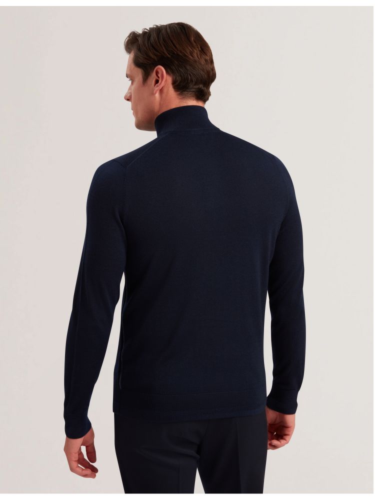 Ted Baker Limehas - Wool Quarter Zip Funnel Neck Sweater Pullover Herren Navy | 524397-WFA