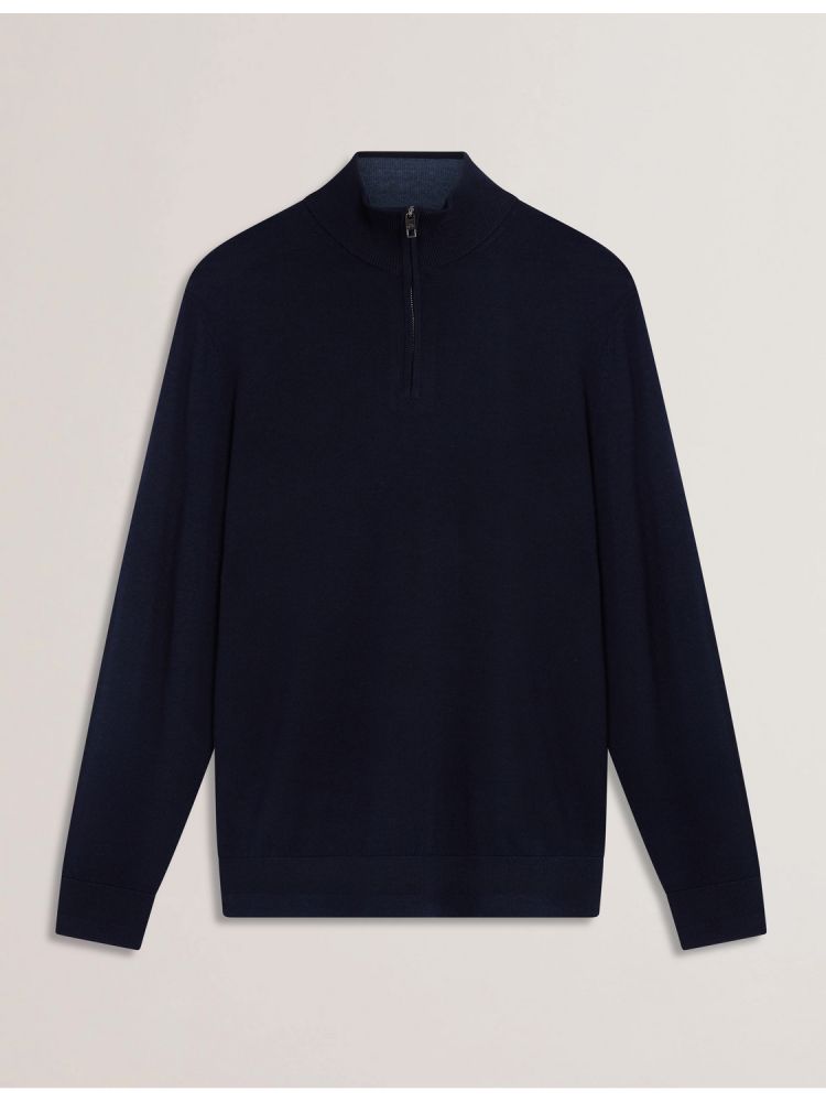 Ted Baker Limehas - Wool Quarter Zip Funnel Neck Sweater Pullover Herren Navy | 524397-WFA