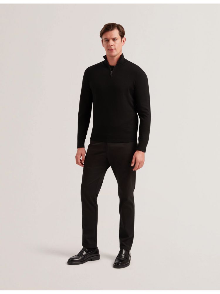 Ted Baker Limehas - Wool Quarter Zip Funnel Neck Sweater Oberteile Herren Schwarz | 081537-UNK
