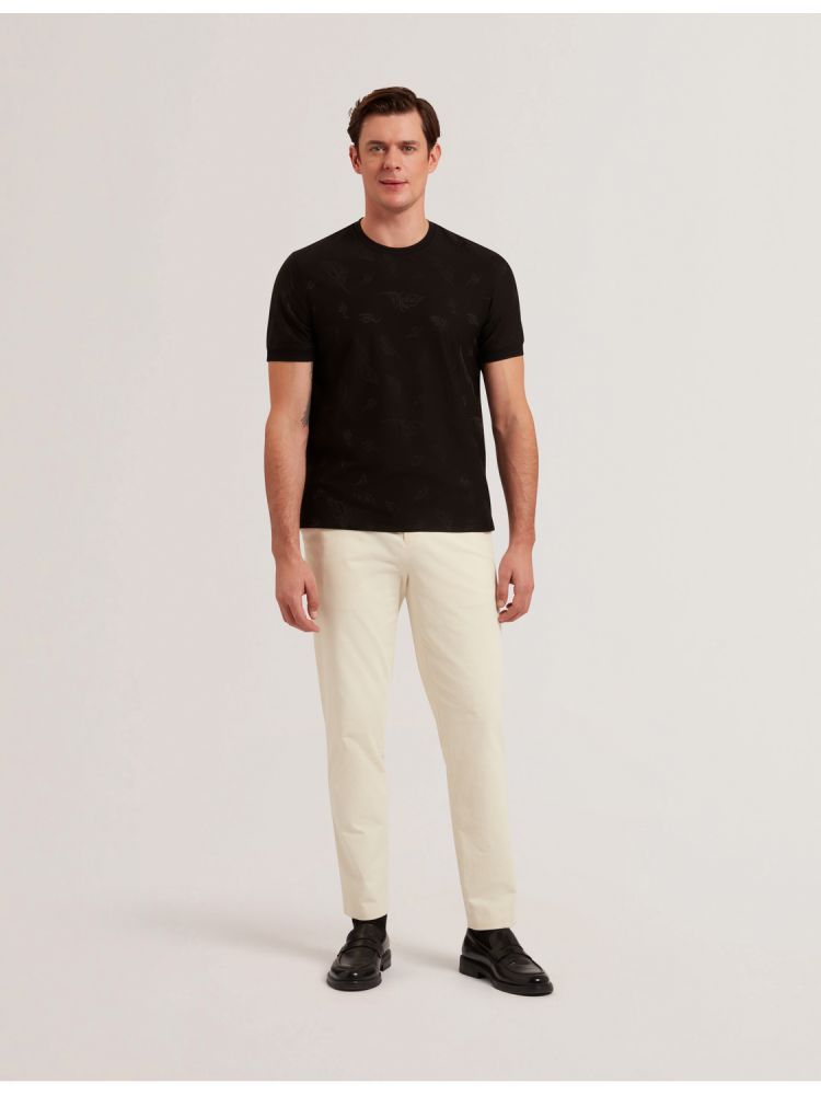 Ted Baker Lipsto - Jacquard Print Cotton Blend T-shirt Oberteile Herren Schwarz | 032915-LMC