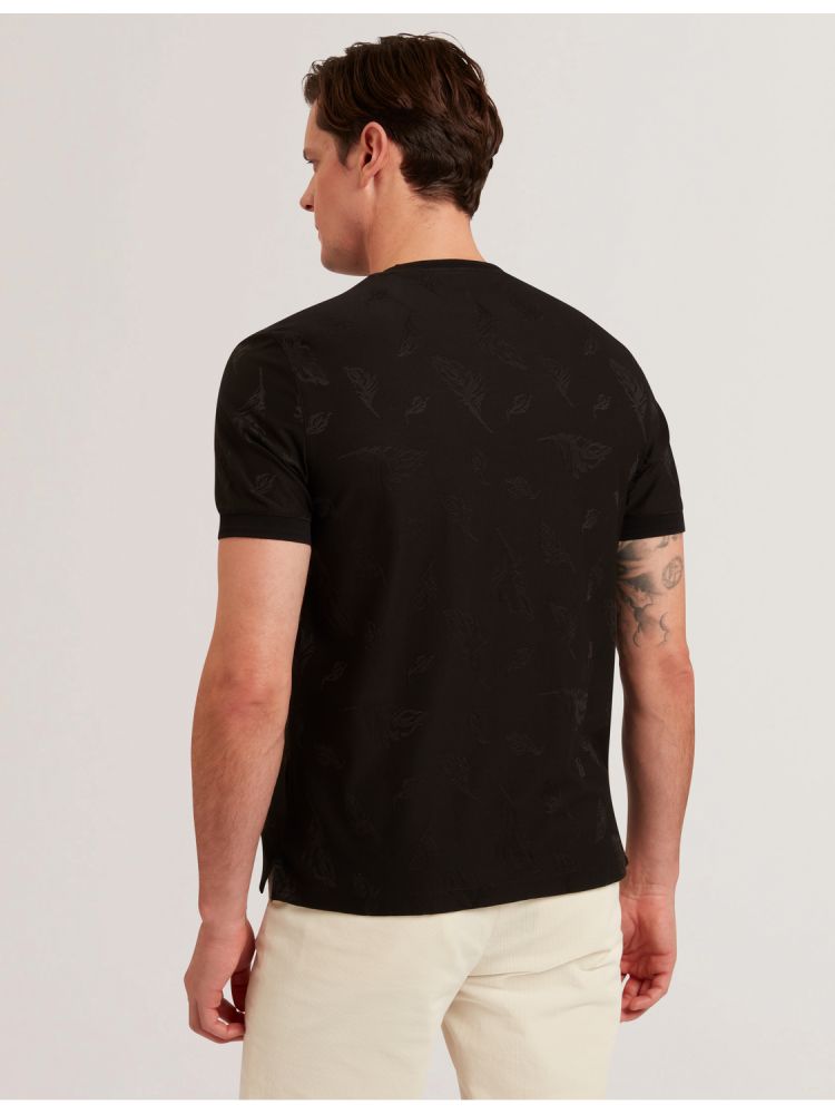 Ted Baker Lipsto - Jacquard Print Cotton Blend T-shirt Oberteile Herren Schwarz | 032915-LMC