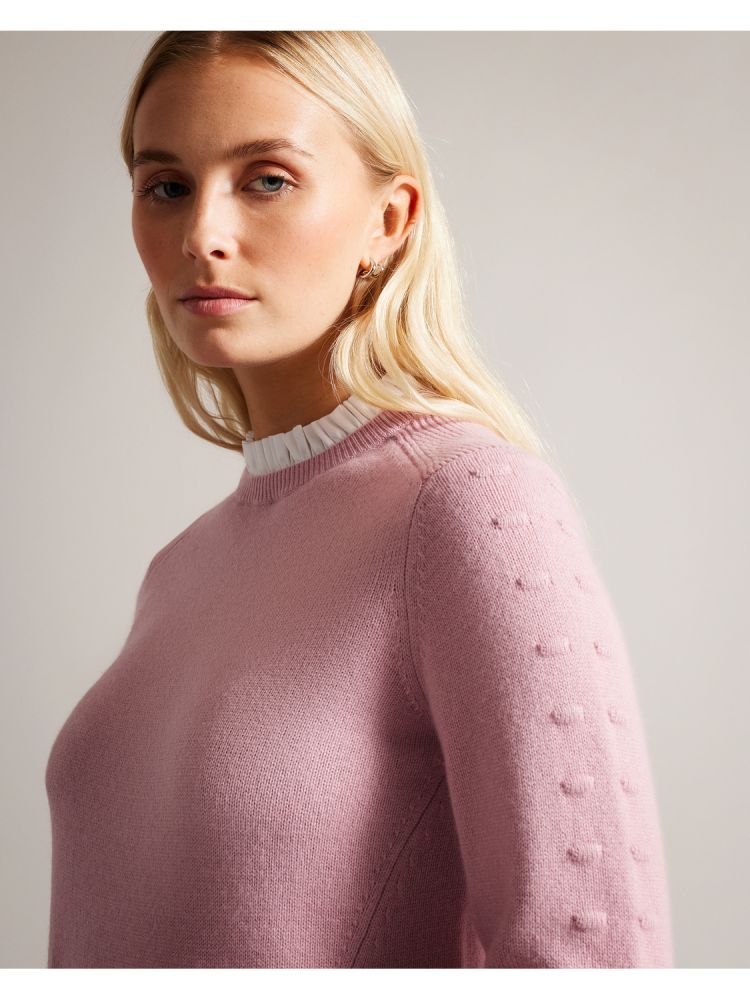 Ted Baker Lissiah - Bobble Detail Shirt Hem Knitted Jumper Pullover Damen Rosa | 519302-BEK