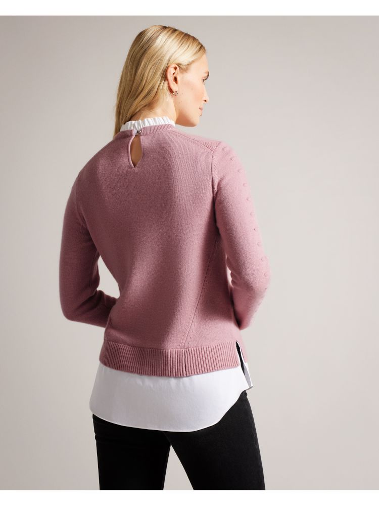 Ted Baker Lissiah - Bobble Detail Shirt Hem Knitted Jumper Pullover Damen Rosa | 519302-BEK