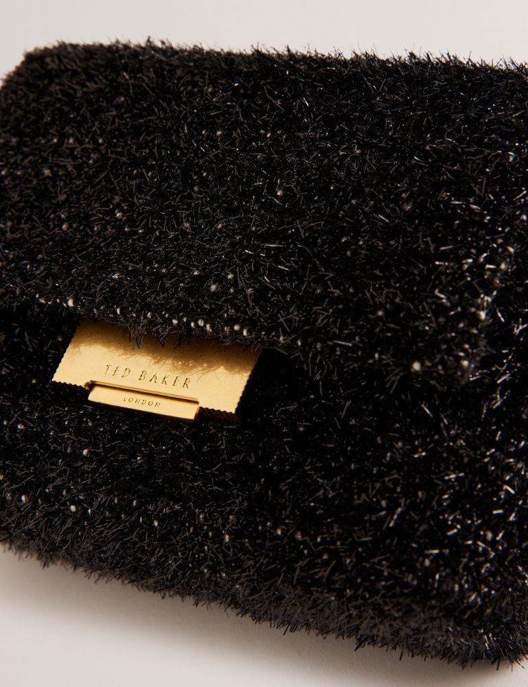 Ted Baker Liylah - Metallic Tinsel Fold Over Crossbody Bag Umhängetaschen Damen Schwarz | 362481-XRP