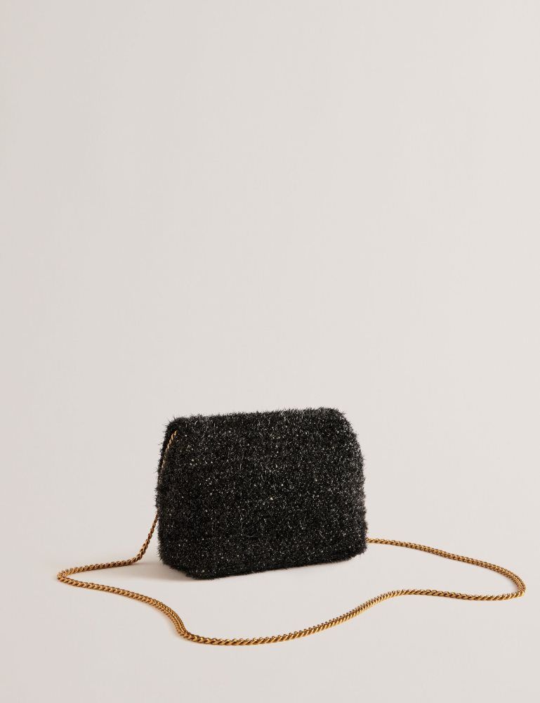 Ted Baker Liylah - Metallic Tinsel Fold Over Crossbody Bag Umhängetaschen Damen Schwarz | 362481-XRP