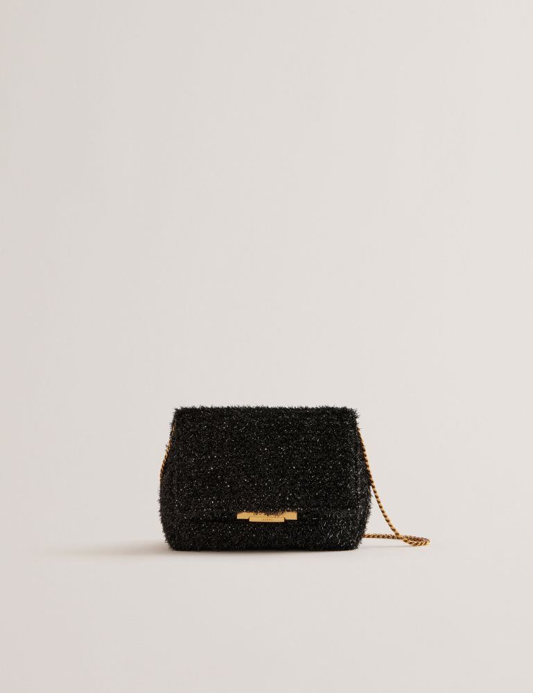 Ted Baker Liylah - Metallic Tinsel Fold Over Crossbody Bag Umhängetaschen Damen Schwarz | 362481-XRP