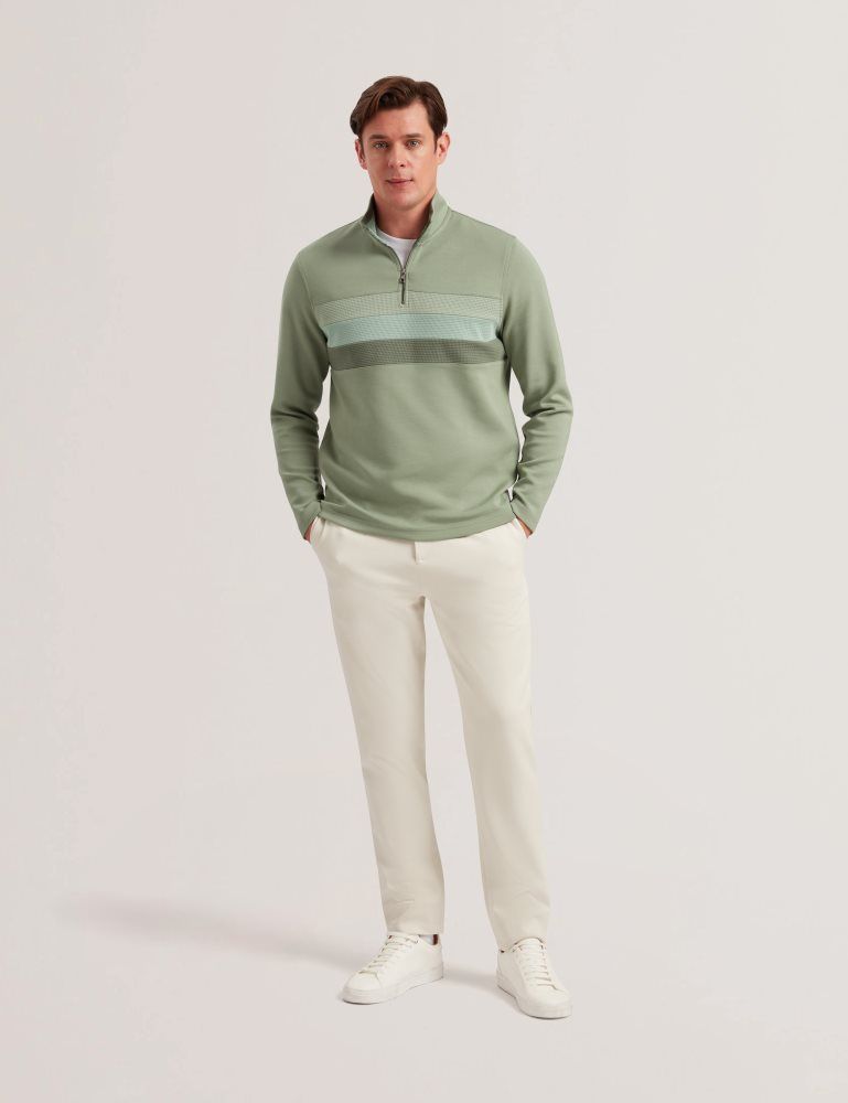 Ted Baker Longman - Ombre Stripe Half-zip Sweatshirt Pullover Herren Grün | 283961-RWD